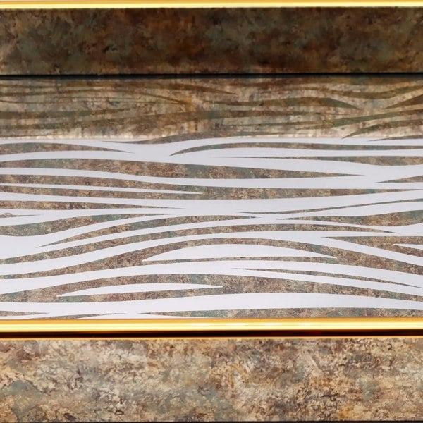 Maison des Cadeaux Rectangle Zebra Print Tray and Drink Coasters Set