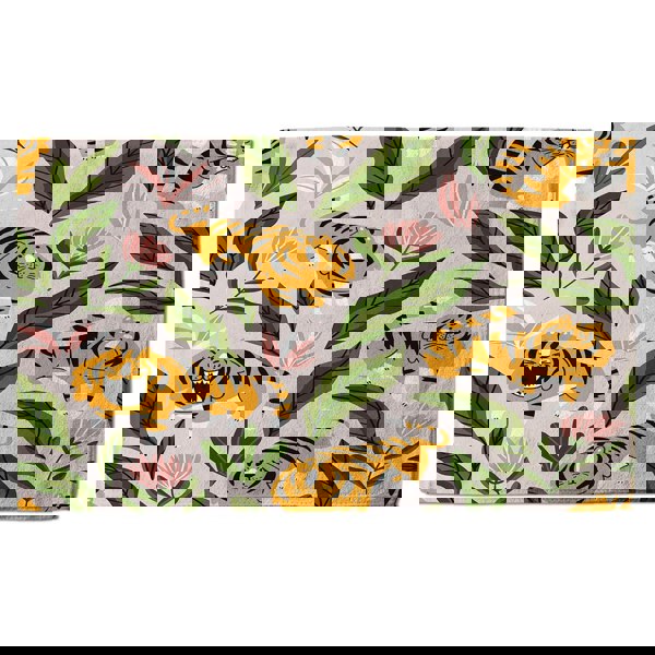 Benjamin Tate Design cute tigers and tropical leaves and flowers (Bath Towel)
