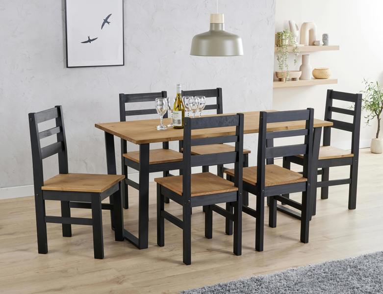 Core Products Texas 7-Piece Dining Set, Table & 6 Chairs, Industrial Design