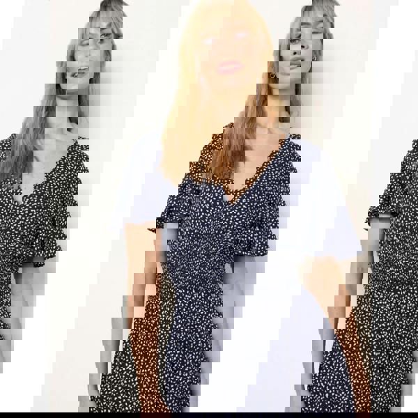 Blue Vanilla Angel Sleeve Shirred Waist Tier Hem Midi Dress