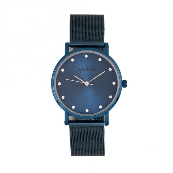 Sophie & Freda Savannah Mesh Bracelet Watch w/Swarovski Crystals