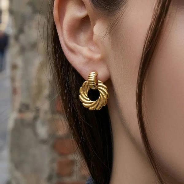Elk & Bloom Chunky 14K Gold Triple Wrap Studs