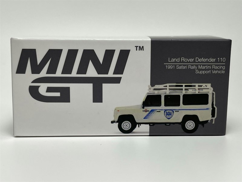 Mini GT Land Rover Defender 110 1991 Safari Rally Martini Racing Support Vehicle LHD 1:64 Scale MGT00558L