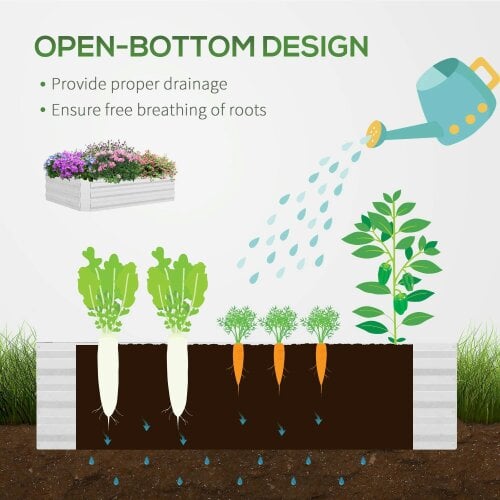 Bobobiy Raised Garden Bed with Greenhouse, Steel Planter Box with Plastic Cover, Dual Use for Flowers, Fruits and Herbs, 127L x 95W x 92H cm