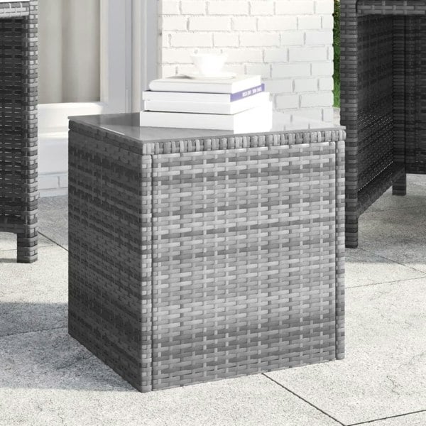 Berkfield Side Table Grey 40x37x40.5 cm Poly Rattan