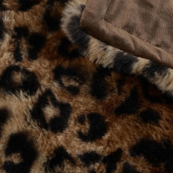 Catherine Lansfield Animal Print Faux Fur Blanket Throw Brown