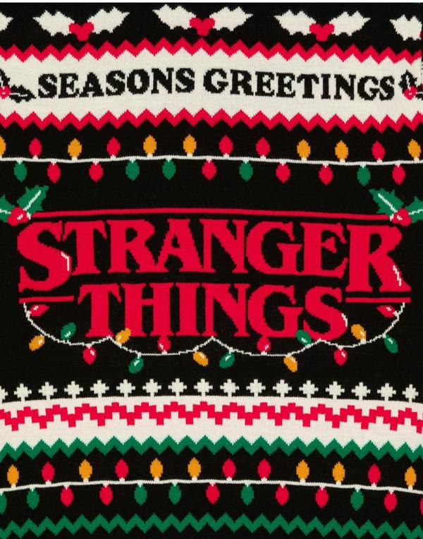Vanilla Underground Stranger Things Unisex Black Logo Christmas Jumper