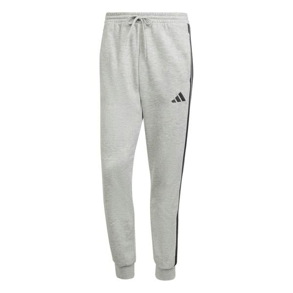Adidas Mens Essentials Stripe Tapered Joggers - Medium Grey/White - 