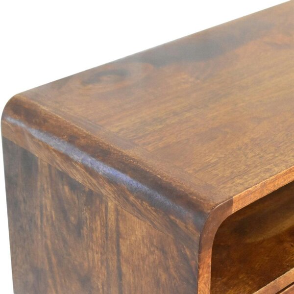 Wyld Haus Venzone Mini Chestnut Console Table 2 Drawers and Open Shelf