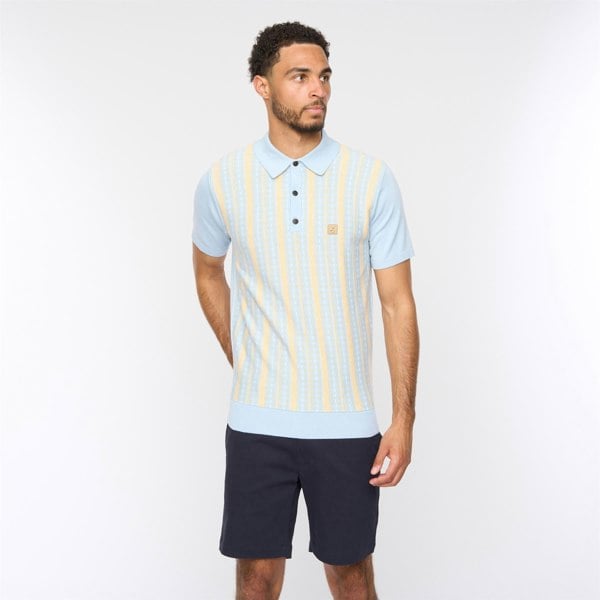 Gabicci V54GM05 Mens Johnny Short Sleeve Pattern Knitted Polo Gabicci Vintage - AZURE