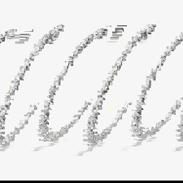 Swarovski Mesmera White Mixed Cut Rhodium Plated Hoop Earrings 5672834