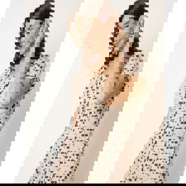 Blue Vanilla Milkmaid Polka Dot Puff Sleeve Dress