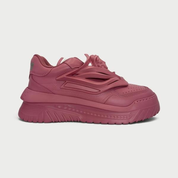 Supplied Fashion Odissea Medusa Head sneakers in jam red with sculptural layered design and chunky rubber sole