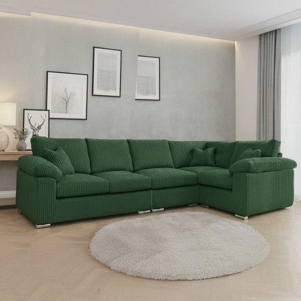 Furnishings For Less Delta Full Jumbo Cord 5 Seater L Shaped Corner Sofa