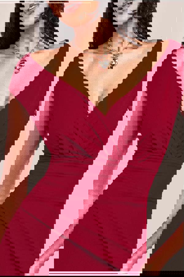 Bardot Pleated Maxi Dress - Wine DR1092