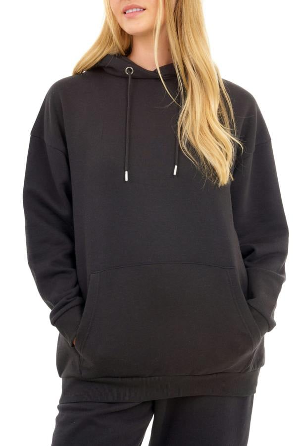 Smart Living Women's Cozy Polycotton Hoodie - Soft Pullover with Pocket - Black