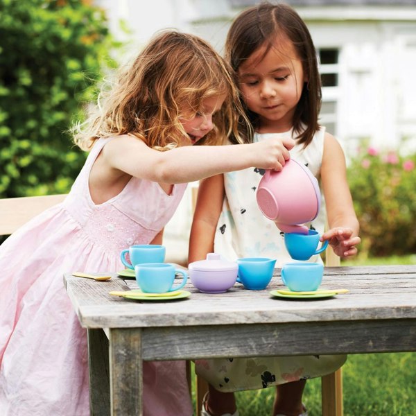 Green Toys Tea Set With Pink Teapot - Made From 100% Recycled Plastic