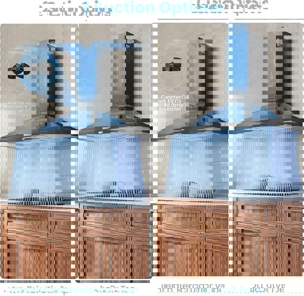 Black 60CM/ 90CM Wall-mounted 3-Speed Chimney Range Hood Cooker Extractor Living and Home 