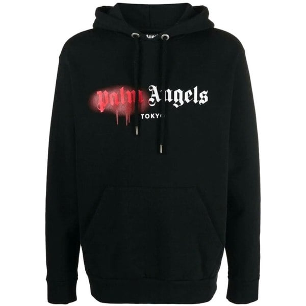 Palm Angels Tokyo Spray Paint Logo Hoodie - Black