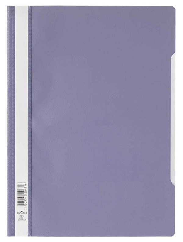 Durable Clear View Project Folder Document Report File | 50 Pack | A4 Purple