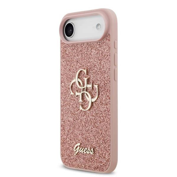 Guess PU Fixed Glitter Big 4G Metal Logo Case for iPhone 17 Air 6.5" Pink - GUHCP17MHG4SGP