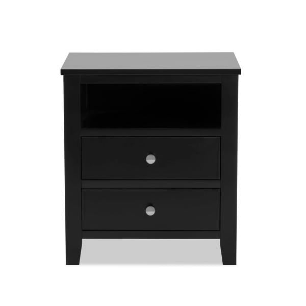 Statement Furniture Brooklyn Modern Bedside Table with Drawers and Shelf Assembled
