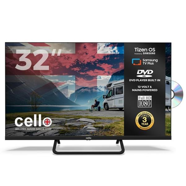 Cello 32 inch Smart Samsung Plus 12-Volt Traveller TV with DVD Player