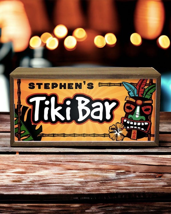 Personalised Light Box Sign – Home Tiki Bar Glow with Custom Text