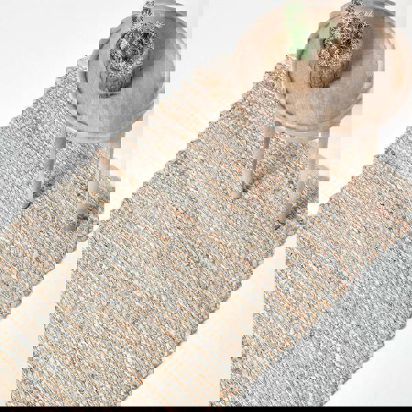 HOMESCAPES Madras Leather Hemp Rug