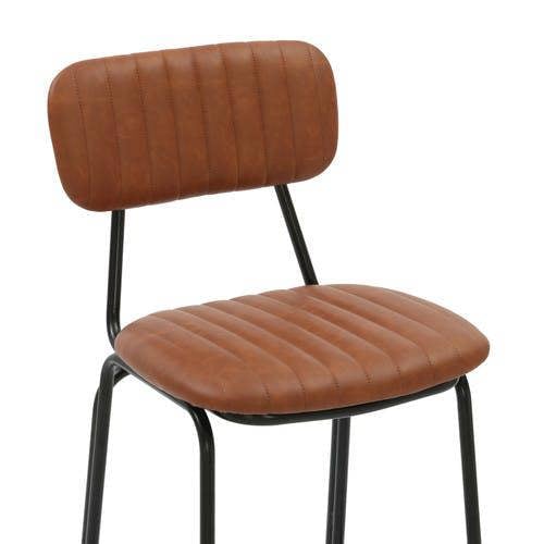 Lamboro Belluno Brown Kitchen Bar Stool with Faux Leather Seat & Fixed Metal Legs