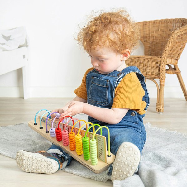 Bigjigs Toys Wooden Colourful Rainbow Counting Abacus