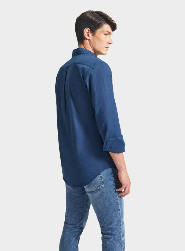 Button Down Flannel Shirt - Navy