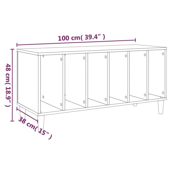 Berkfield Record Cabinet Smoked Oak 100x38x48 cm Engineered Wood