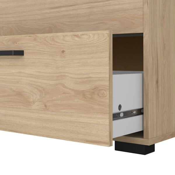 Wyld Haus Stuttgart Natural Oak Chest of 6 Drawers Black Metal Handles