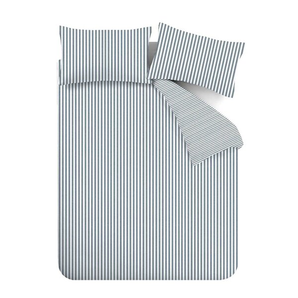 HomeSpace Direct Brushed Stripe Blue Duvet Cover Set