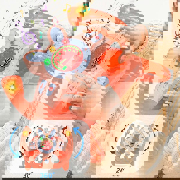 deAO Toys Interactive Pink Car Steering Wheel Toy – Lights, Music & Simulated Driving. Fun & Educational Gift for Toddlers and Kids