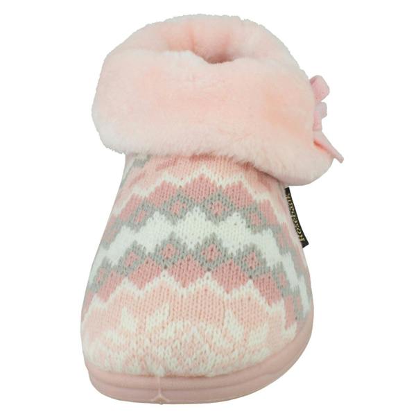 Rosebank Ladies Rosebank Memory Foam Norwegian Print Bootee Slippers Penny