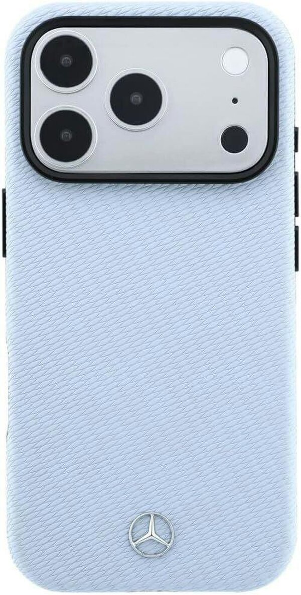 Mercedes Leather Semi Wrap Wood Effect Case with MagSafe for iPhone 17/18 Pro Max 6.9" Blue - MEHMP18X25PFWWPB