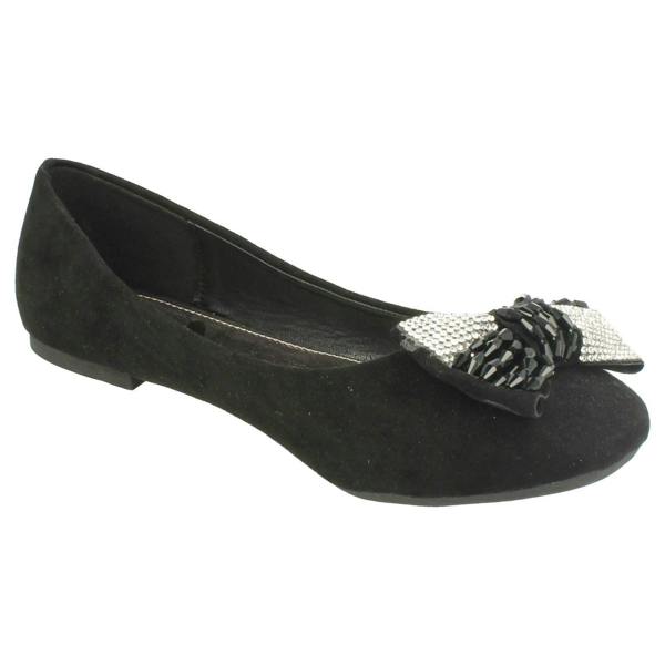 Spot On Ladies Spot On Diamante Detail Bow Shoes