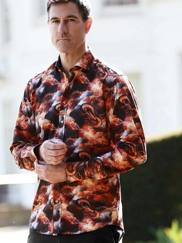 BATTLE OF THE DRAGONS PRINT SHIRT - Claudio Lugli Shirts