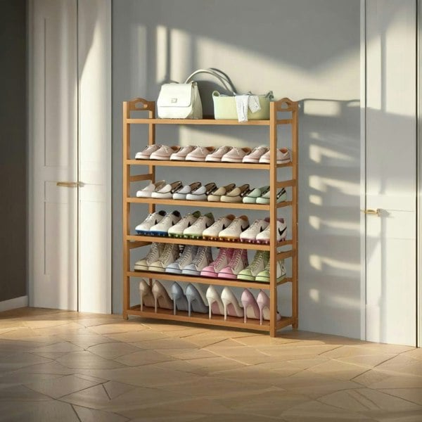 Modcraft 6-Tier Tall Wooden Shoe Rack – Home Storage for Footwear