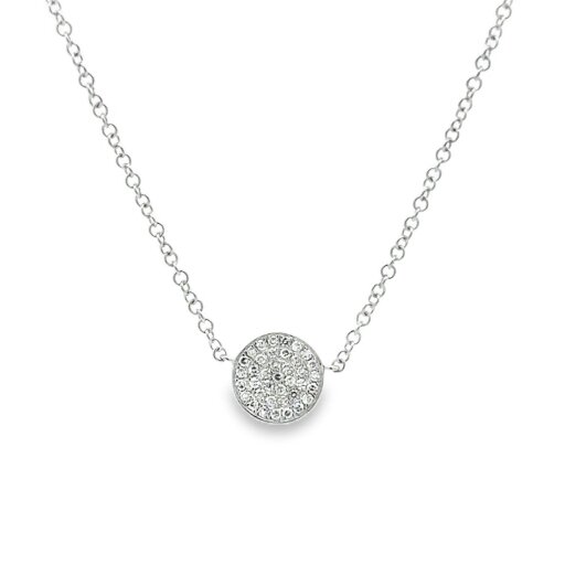 Reeves & Reeves 14ct Solid White Gold Diamond Disc Necklace