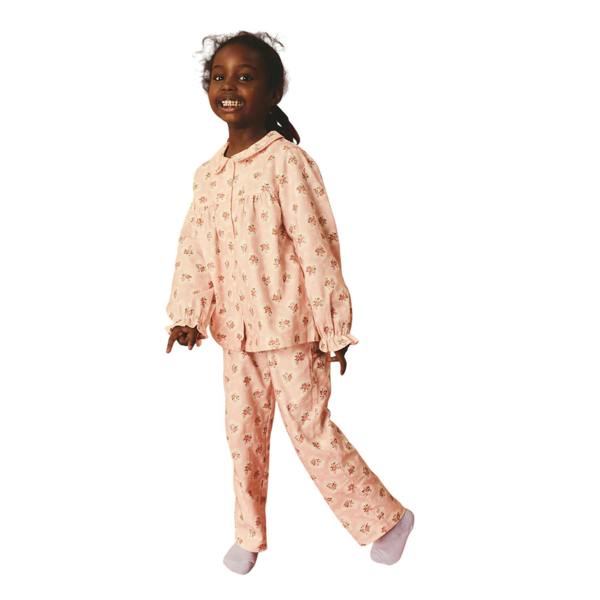 Cath Kidston Girls Flower & Heart Woven Button Through Pyjama Set - Pink - 
