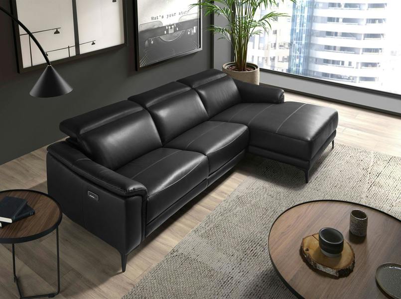 Angel Cerdá Relax corner sofa in black leather 6205/6206