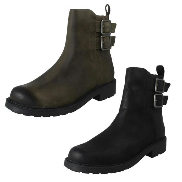 Clarks Ladies Clarks Buckle Detailed Zip Fastening Leather Ankle Boots Orinoco2 Bay
