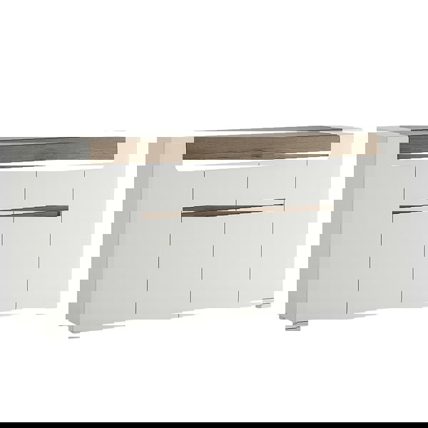Furniture To Go Toronto Wide 4 Door 2 Drawer Sideboard (inc. Plexi Lighting) In White and Oak