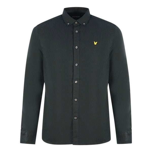 Lyle & Scott Long Sleeved Cotton Linen Shirt - Black