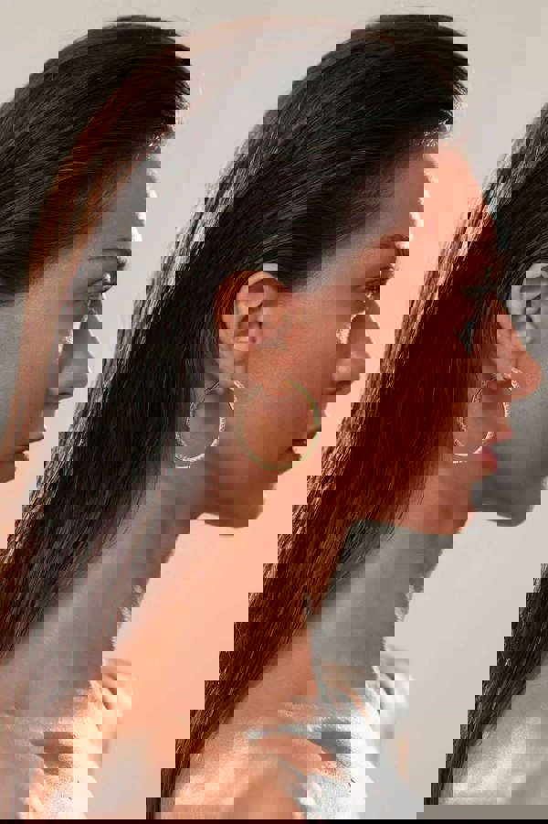 Lioness by TF Mira Gold Full Hoop Earrings - 14K Gold Vermeil, Moissanite