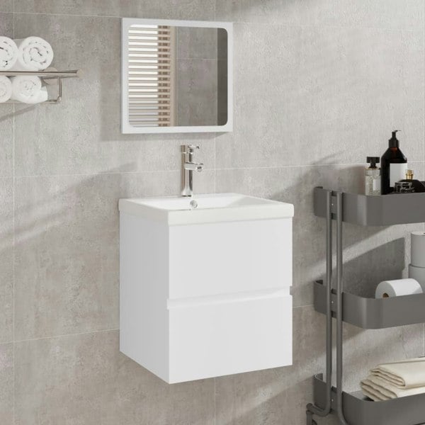 Berkfield Bathroom Sink Cabinet with Basin and Mirror White