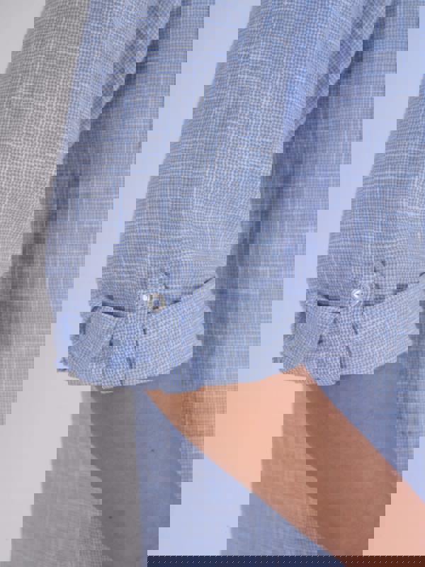 PennyPlain Collared Microcheck Shirt -  Blue